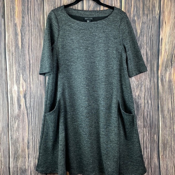 Adrienne Vittadini Dark Gray 3/4 Sleeve Flowing Sweater Dress -Size Medium - Picture 1 of 5